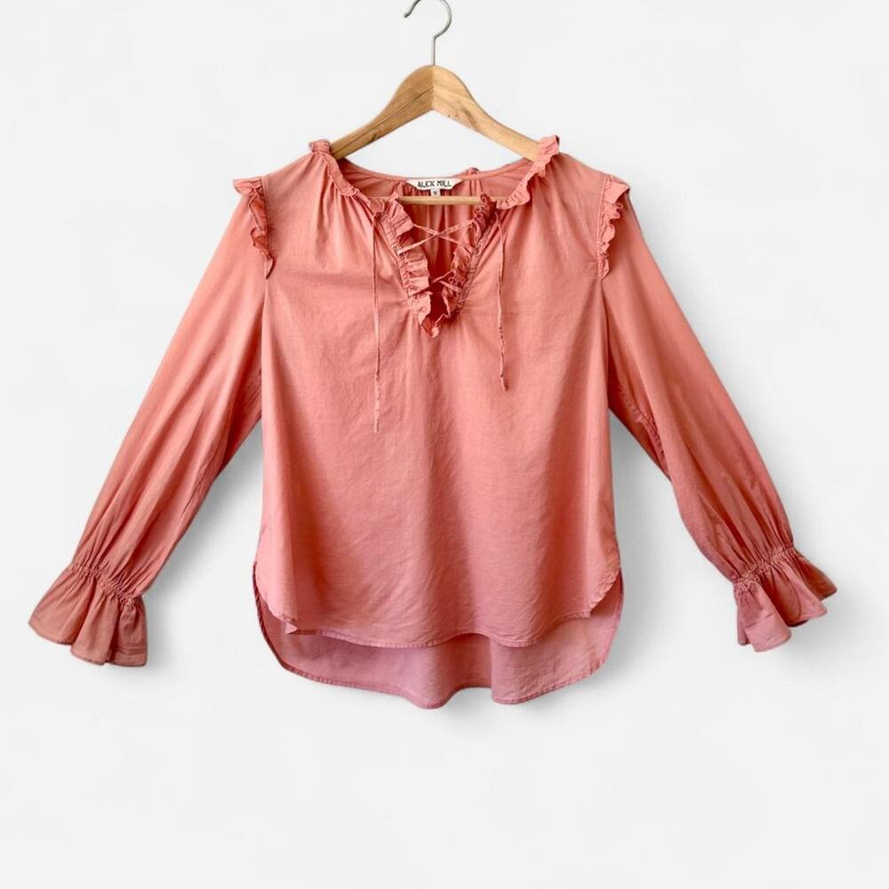 $165 NWOT Alex Mill Lani Ruffle Cotton Blouse Boho Chic Feminine Romantic Size S